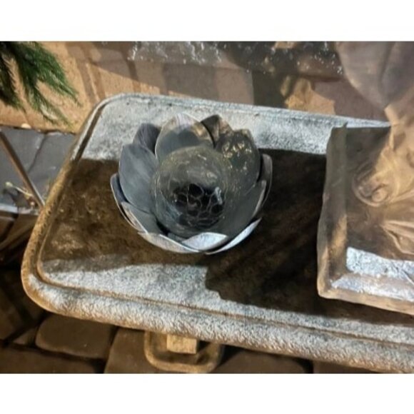 Garden Solar Light Outdoor 2Pack Crackle Globe Glass Lotus Decoration Waterproof